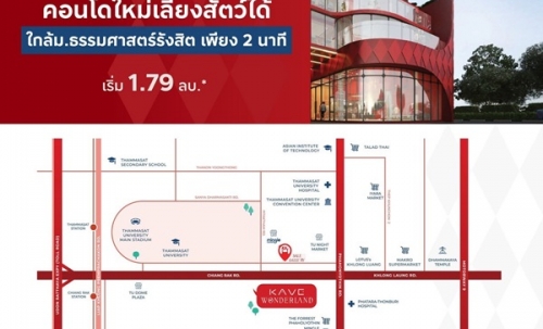 เคฟ วันเดอร์แลนด์ คอนโดใกล้ ม.ธรรมศาสตร์ แต่งครบ พร้อมเข้าอยู่ โปรพิเศษ โทร 0616161426