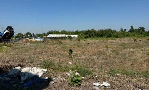 ขายที่ดิน 4 ไร่ 3 ตรว. บางนา กม.25 (พื้นที่สีแดง) ติดถนนบางนา-ตราด ฝั่งขาออก โทร 090-6360022