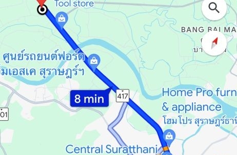 ขายที่ดินทำเลติดถนนใหญ่ หน้ากว้าง 112 เมตร ใกล้เซ็นทรัลสุราษฎร์