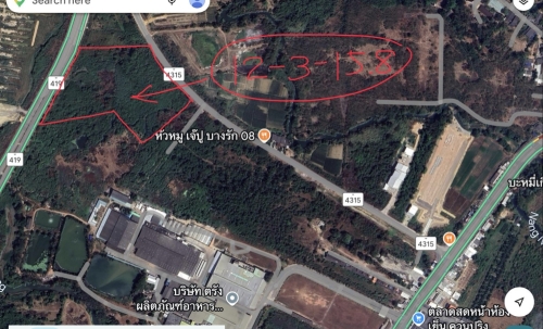 ขายที่ดินเปล่าติดถนนเลี่ยงเมืองตรังด้านใต้ฝั่งตะวันตก  ตำบลควนปริง อำเภอเมือง จังหวัดตรัง