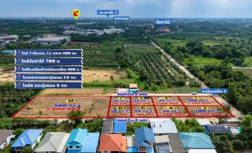 ขายด่วน! ที่ดินใกล้วัดท่าไม้ เริ่ม 700,000 ต่อรองได้ อ.กระทุ่มแบน จ.สมุทรสาคร ทำเลชุมชน โทร 082-8756645